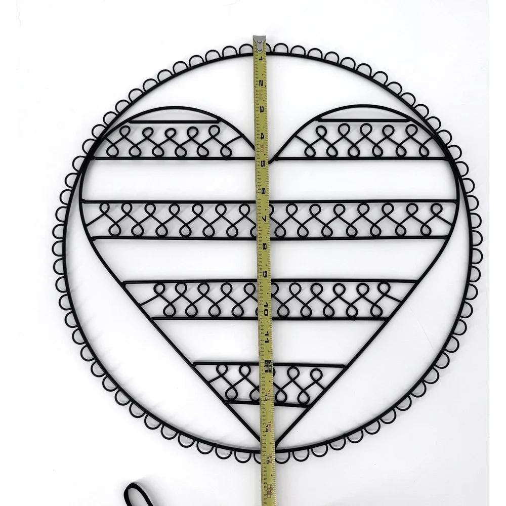 Pottery Barn Heart Shaped Wire Wall Art Black Metal Scrolled Circle Decor 15in